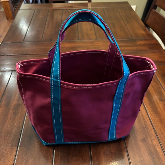 L.L. Bean Vintage 90’s Boat and Tote Canvas Bag No Monogram Magenta & Teal Med - Picture 4 of 14